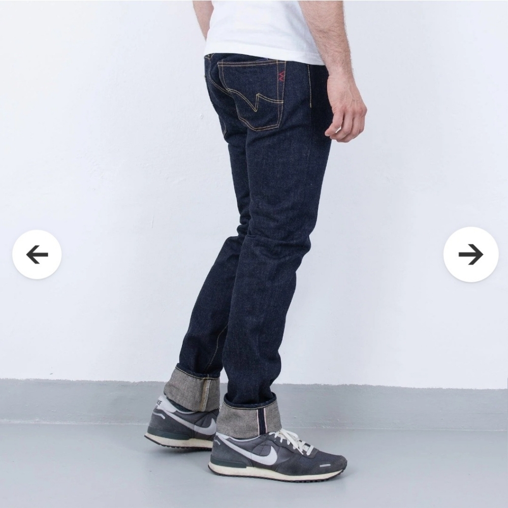 Iron Heart 18oz Vintage Selvedge Denim Slim Tapered Cut Jeans - Indigo - Picture 4 of 15
